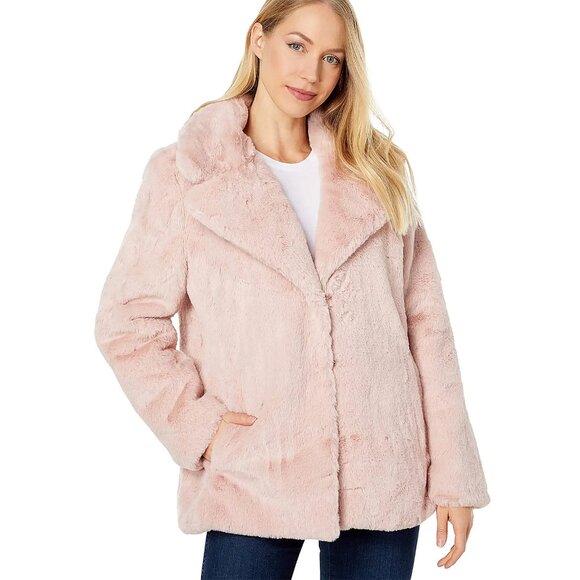 NVLT | BUNNY FAUX FUR SHORT COAT | BLUSH PINK | 100% VEGAN COAT W/POCKETS SIZE S - Picture 11 of 16